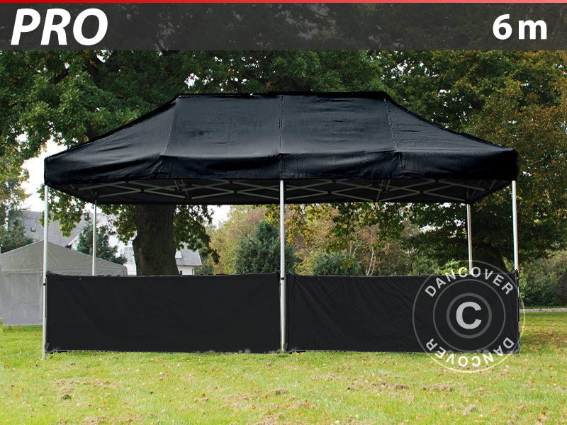 Halbe Seitenwand für FleXtents PRO, 6m, Schwarz