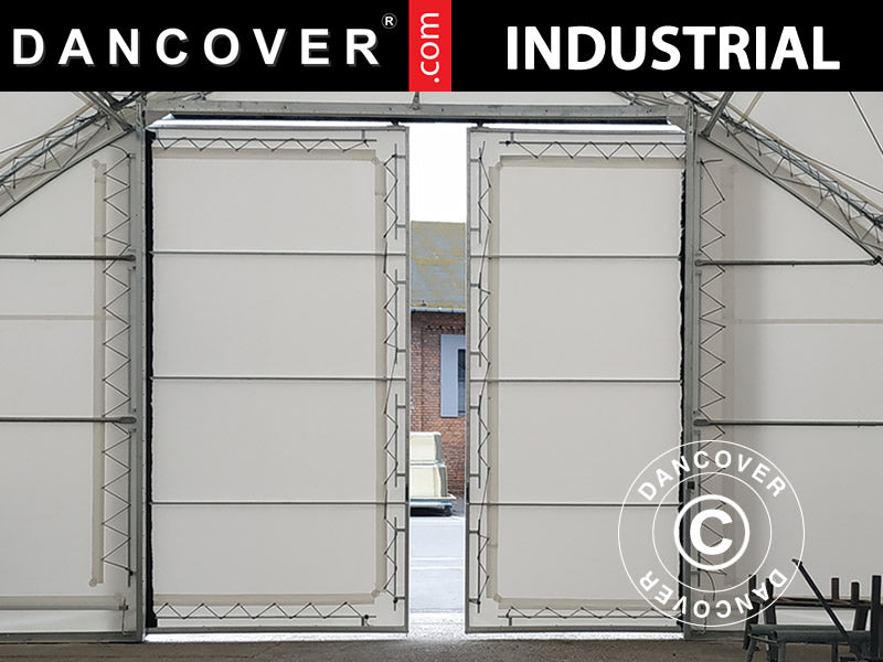 Portone scorrevole 3,5x3,5m per capannone tenda, tunnel agricolo 12m, PVC, Blanc