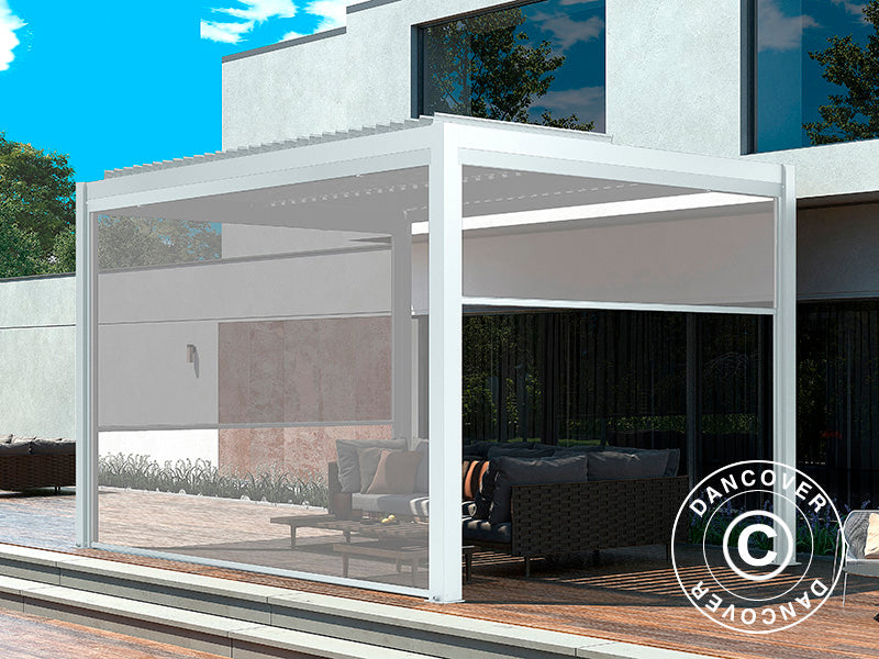 Paroi latérale pour pergola bioclimatique San Pablo, 3m, Blanc/Gris clair