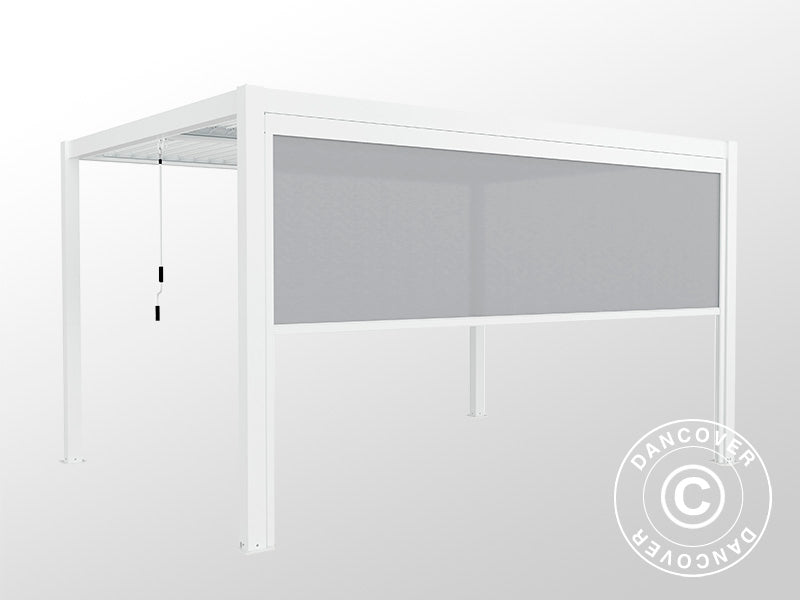 Paroi latérale électrique pour pergola bioclimatique San Pablo, 3m, Blanc/Gris clair
