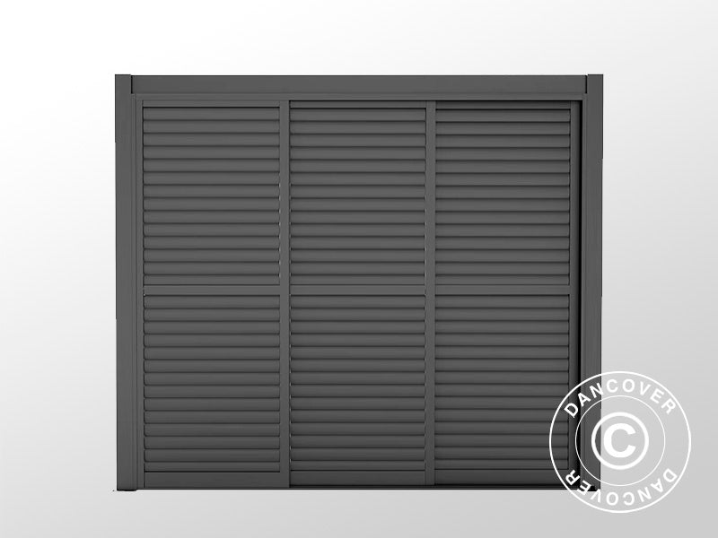 Ensemble de portes coulissantes à lames pour tonnelle de jardin San Pablo 3m, 0,92x2,18m, Noir