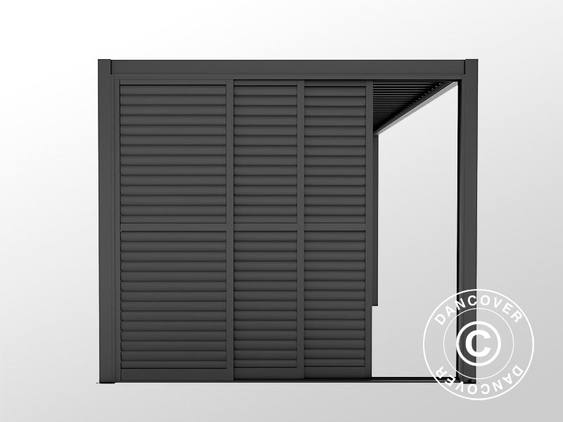 Ensemble de portes coulissantes à lames pour tonnelle de jardin San Pablo 3m, 0,92x2,18m, Noir
