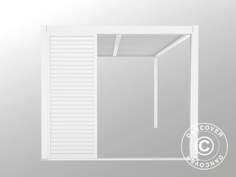 Set de portes coulissantes à lames pour tonnelle pergola San Pablo 3m, 0,92x2,18m, Blanc