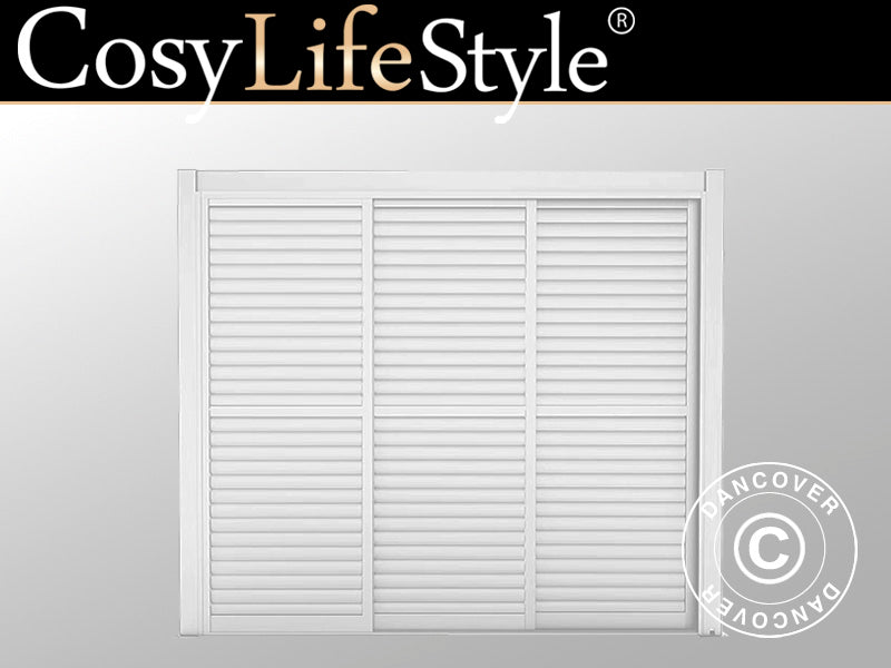 Set de portes coulissantes à lames pour tonnelle pergola San Pablo 3m, 0,92x2,18m, Blanc