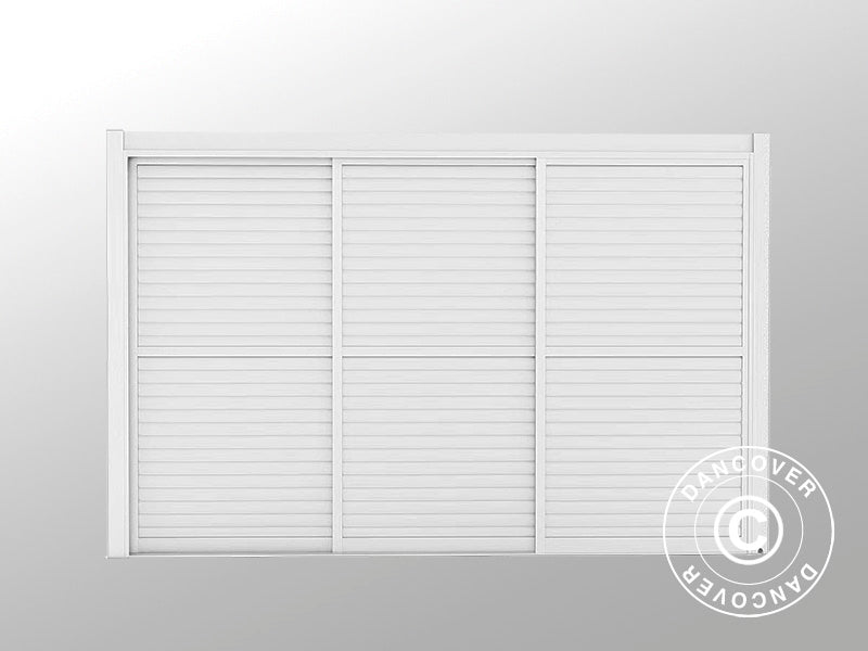 Set de portes coulissantes à lamelles pour tonnelle de jardin San Pablo 4m, 1,25x2,18m, Blanc