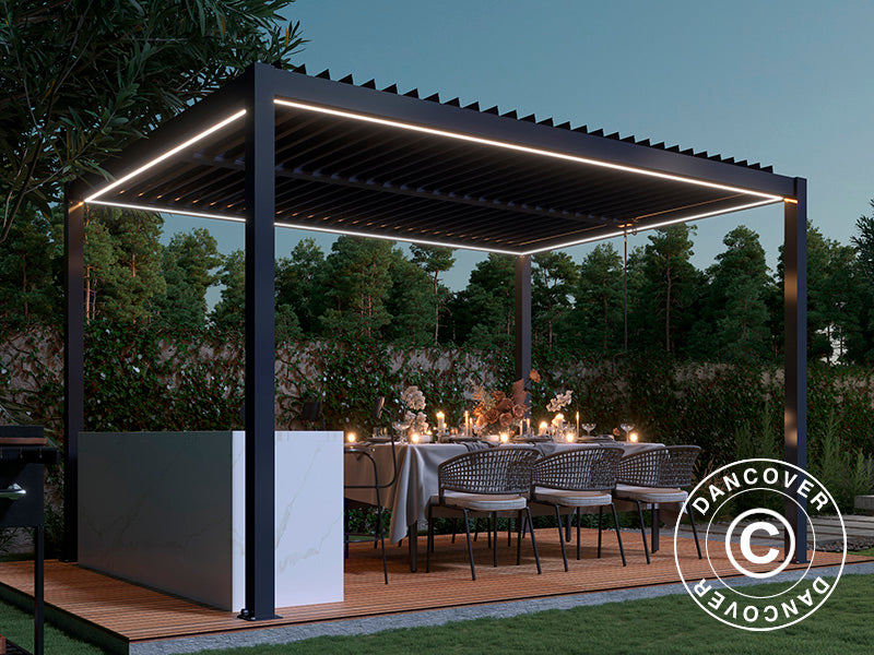 Bande lumineuse LED pour pergola San Pablo 3x3m, 4pcs, Blanc Chaud