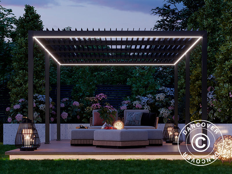 Bande lumineuse LED pour pergola San Pablo 3x5,8m, 6pcs, Blanc Chaud