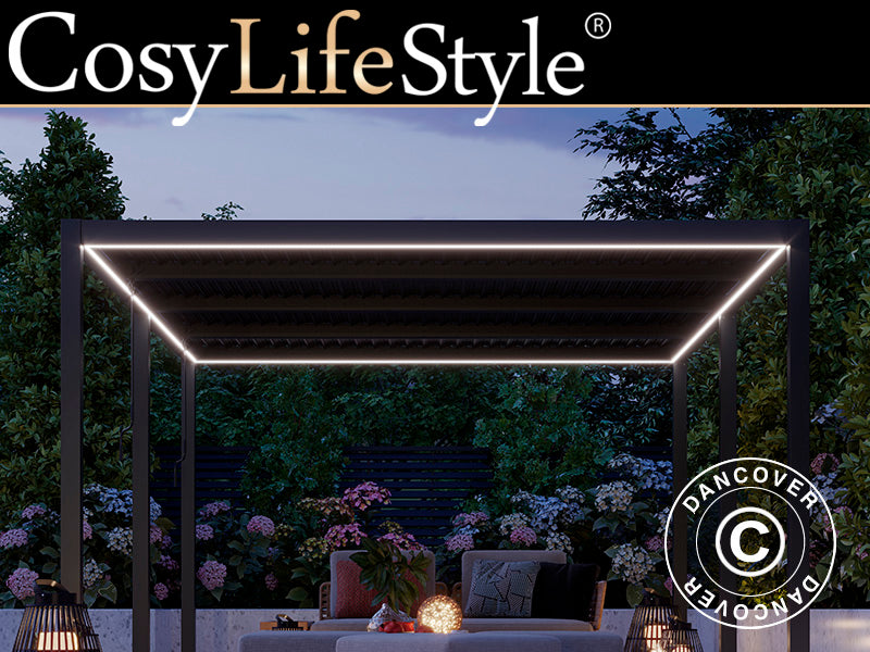 Bande lumineuse LED pour pergola San Pablo 4x5,8m, 6pcs, Blanc Chaud