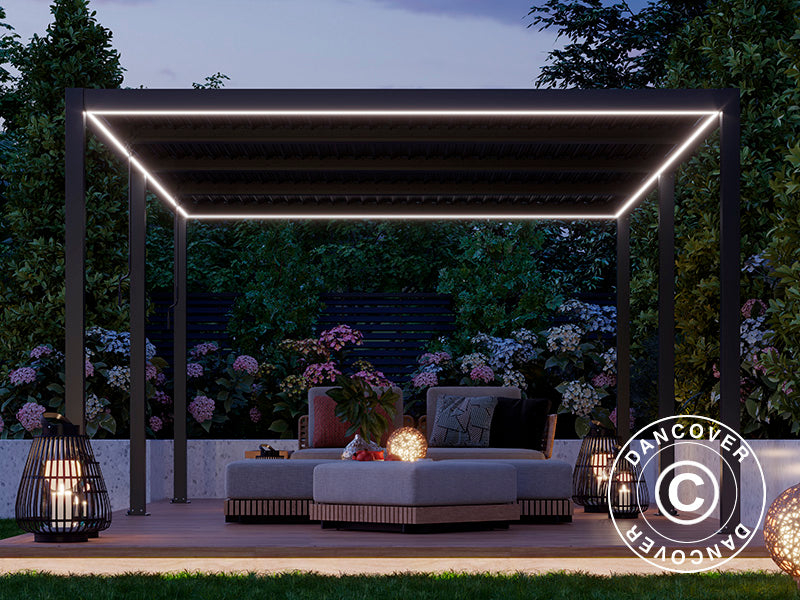 Bande lumineuse LED pour pergola San Pablo 4x5,8m, 6pcs, Blanc Chaud