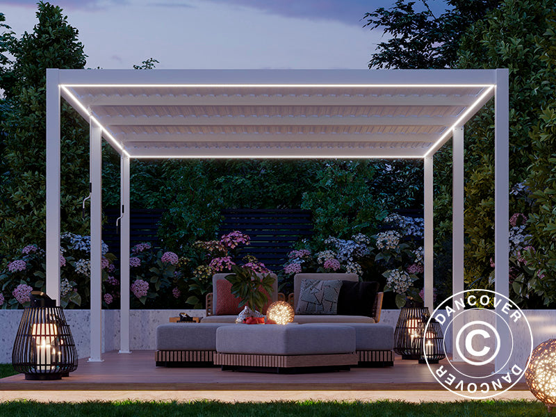 Bande lumineuse LED pour pergola San Pablo 4x5,8m, 6pcs, Blanc Chaud