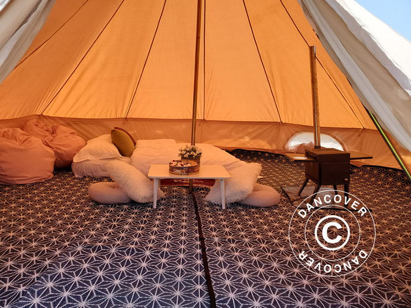 Tapis pour tente cloche de TentZing® de 5m, 2 pièces, Bleu/Blanc