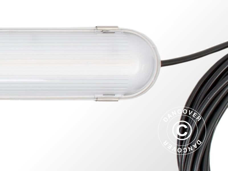 Luminaire néon LED industriel avec 4 spots connectés, Blanche