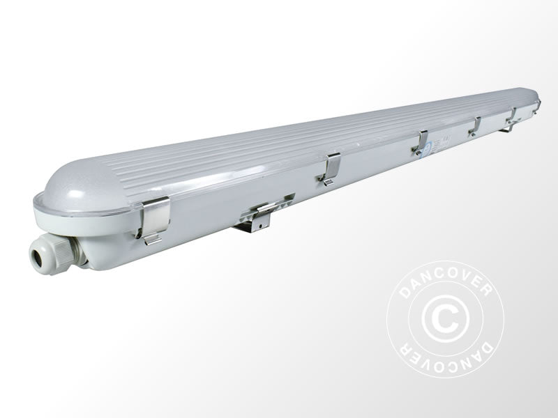 Luminaire néon LED industriel avec 4 spots connectés, Blanche