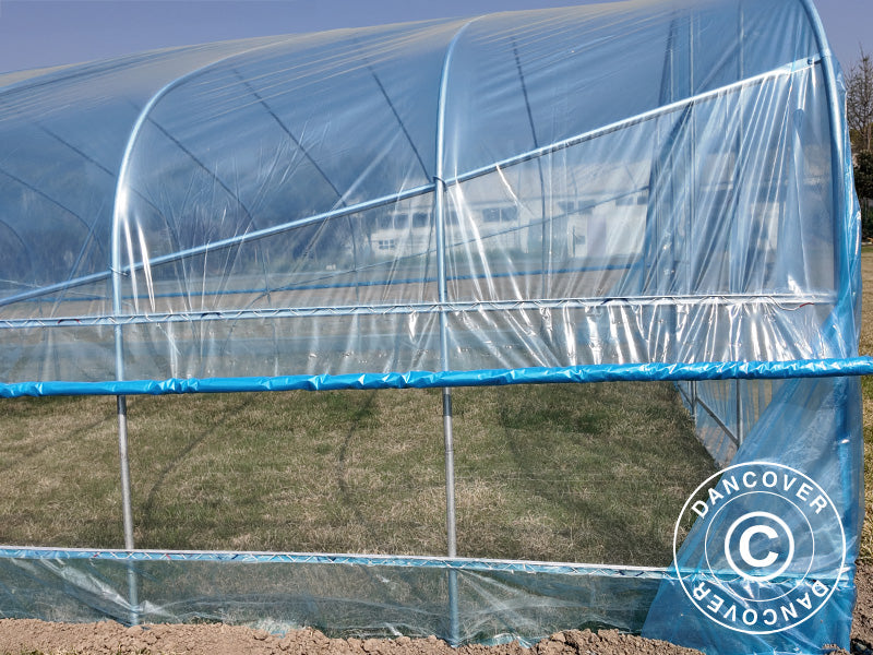 Plane für Foliengewächshaus GH18430, 7,5x20x3m, 100-Mikron PO-Folie, Transparent