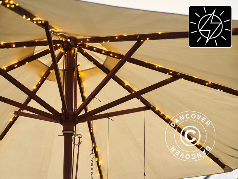 Catena di luci LED a energia solare per ombrellone, Knirke, 8x1,5m, Bianco caldo