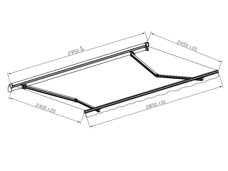 Markise mit Handkurbel, 2,95x2,5m, Grau/Grauer Rahmen