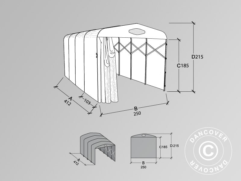 Box auto tunnel (Auto), 2,5x4.12x2,15m, Grigio
