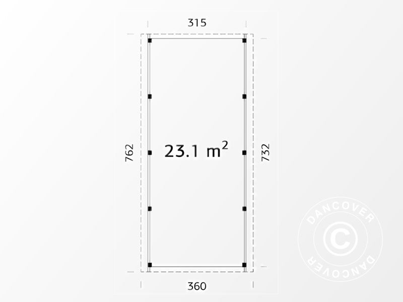 Carport aus Holz mit Schuppen, 3,6x7,62x2,32m, 23,1m², Natur, KOMPLETTES SET