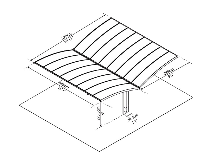 Doppelcarport Arizona, 5,78x4,95m, Palram/Canopia, Grau