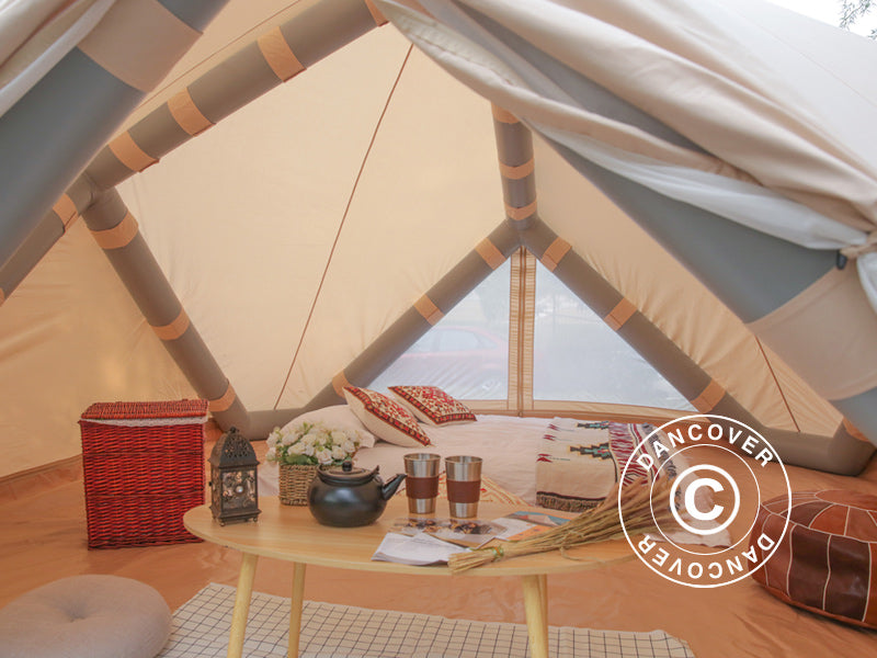 Tente pour le glamping gonflable, TentZing®, 4x4m, 5 personnes, Sable
