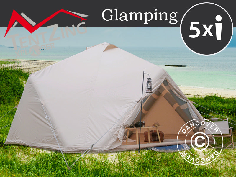 Tenda gonfiabile per glamping, TentZing®, 4x4m, 5 Persone, Sabbia