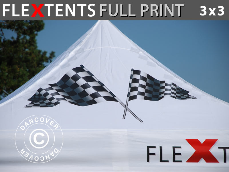 Copertura per il tetto con stampa e mantovana per gazebo rapido FleXtents® PRO 3x3m
