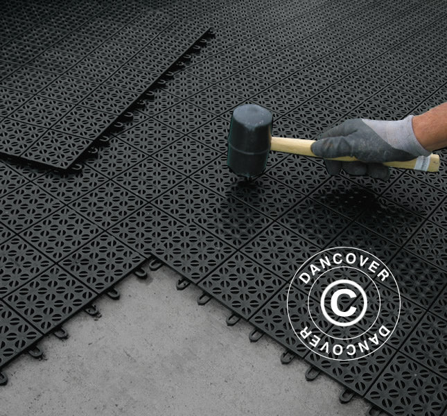 Sol en plastique, Basic, Multiplate, Noir, 1,23 m² (4 pc.)