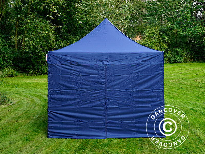 Faltzelt FleXtents PRO 3x3m Dunkeblau, mit 4 Seitenwänden