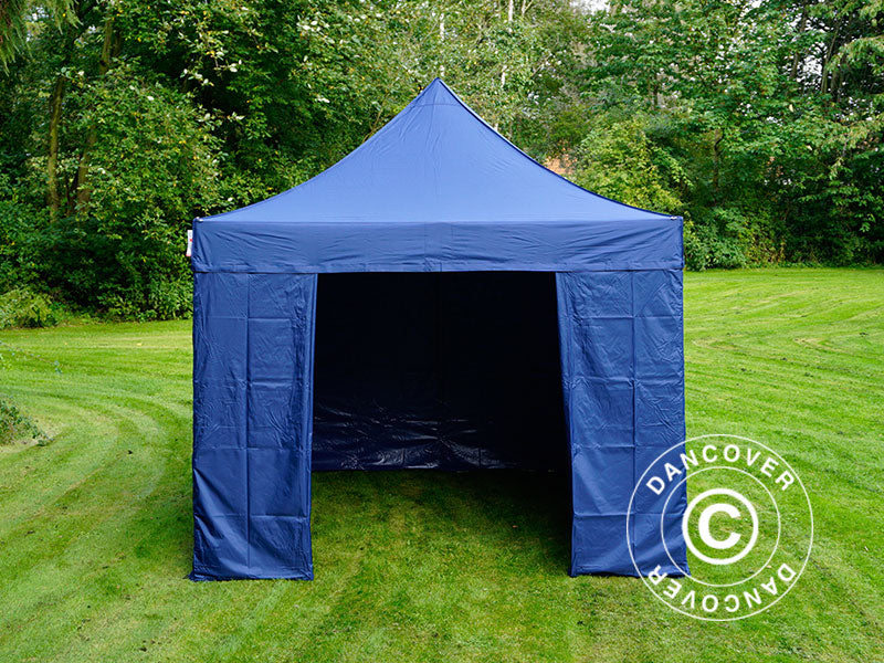 Tente pliante FleXtents Xtreme 50 3x3m Bleu foncé, avec 4 cotés