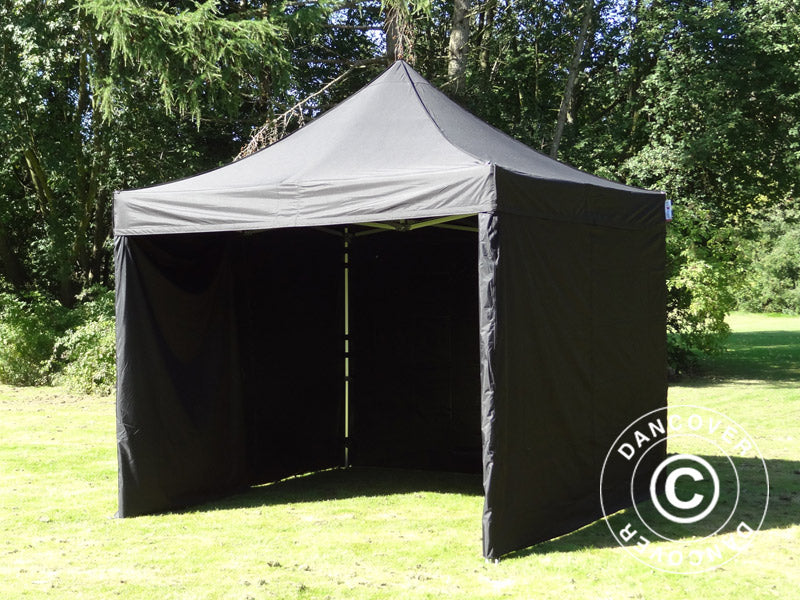 Gazebo pieghevole FleXtents PRO 3x3m Nero, incl. 4 fianchi