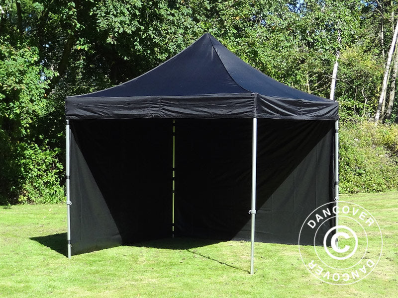 Gazebo pieghevole FleXtents PRO 3x3m Nero, incl. 4 fianchi