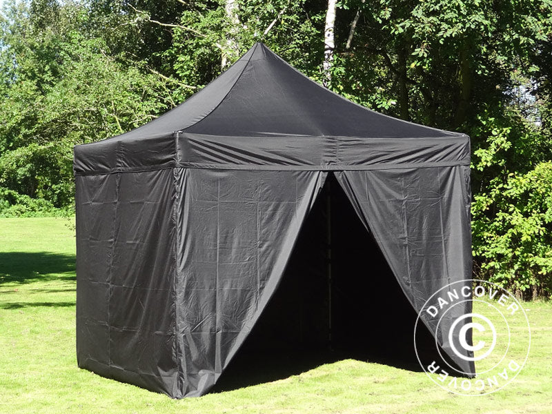 Gazebo pieghevole FleXtents PRO 3x3m Nero, incl. 4 fianchi