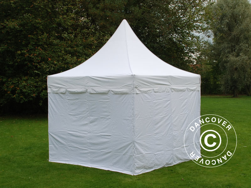 Gazebo pieghevole FleXtents PRO Peak Pagoda 3x3m Bianco, incluso 4 pareti laterali