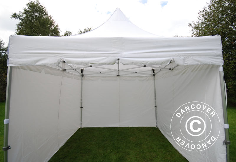 Gazebo pieghevole FleXtents PRO Peak Pagoda 3x3m Bianco, incluso 4 pareti laterali