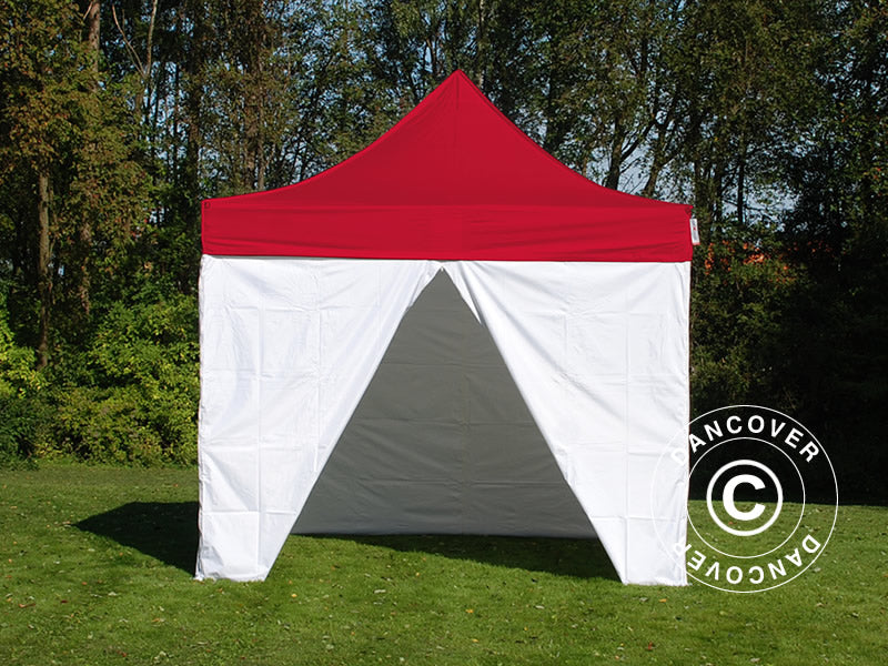 Tente pliante FleXtents® PRO, tente médicale et d’urgence, 3x6m, Rouge/Blanc, 6 parois latérales incluses