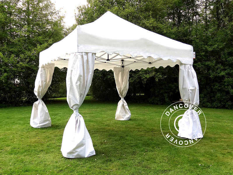 Tente Pliante FleXtents Xtreme 50 "Wave" 3x3m Blanc, avec 4 rideaux decoratifs
