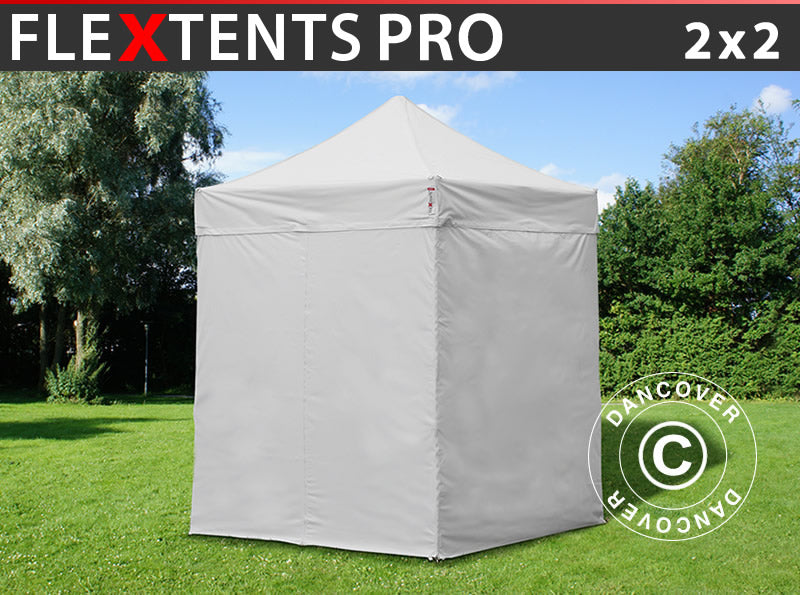 Tente pliante FleXtents PRO 2x2m Blanc, avec 4 cotés