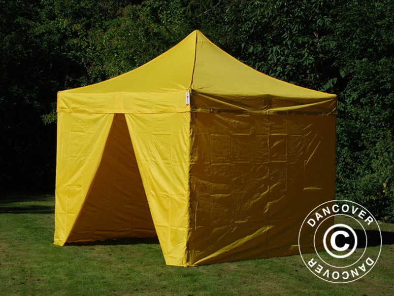 Tente pliante FleXtents PRO 3x3m Jaune, avec 4 cotés