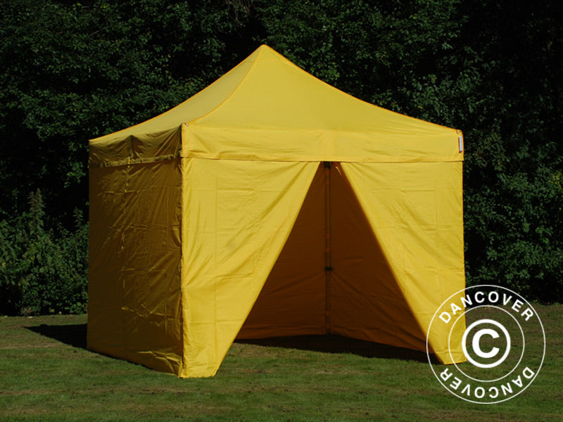 Tente pliante FleXtents PRO 3x3m Jaune, avec 4 cotés