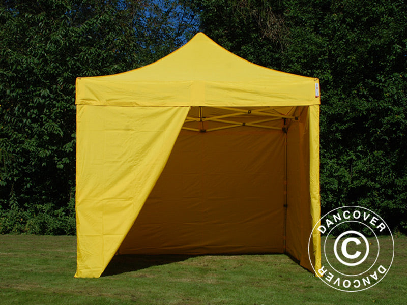 Tente pliante FleXtents PRO 3x3m Jaune, avec 4 cotés