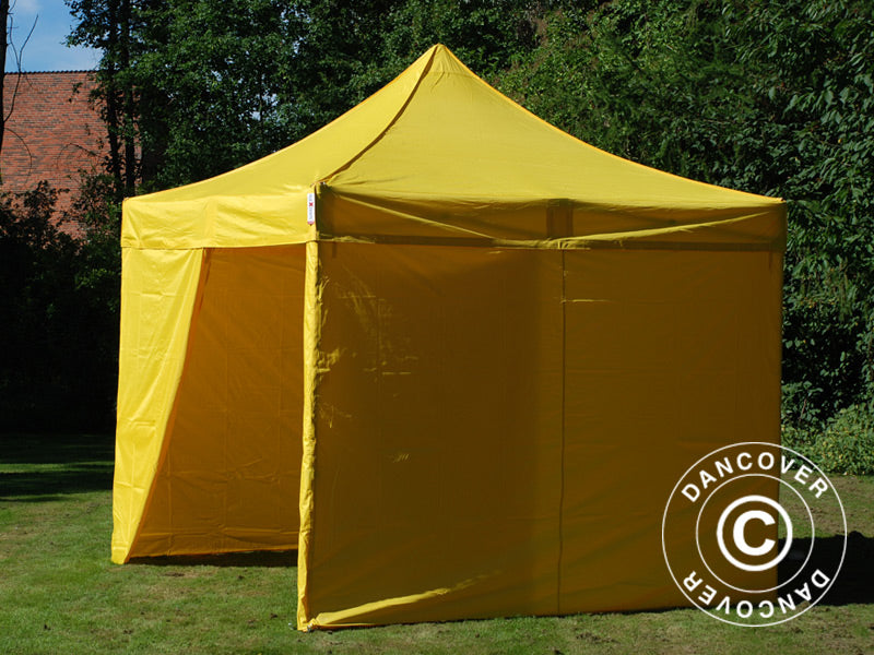 Tente pliante FleXtents PRO 3x3m Jaune, avec 4 cotés