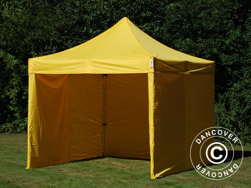 Tente pliante FleXtents PRO 3x3m Jaune, avec 4 cotés