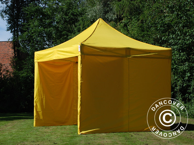 Tente pliante FleXtents PRO 3x3m Jaune, avec 4 cotés