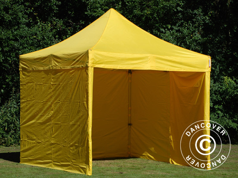 Tente pliante FleXtents PRO 3x3m Jaune, avec 4 cotés