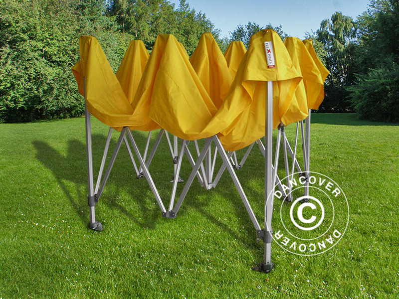 Tente pliante FleXtents PRO 3x3m Jaune, avec 4 cotés