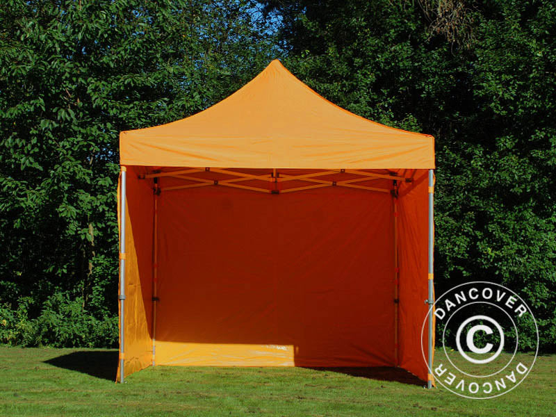 Faltzelt FleXtents PRO 3x3m Orange, mit 4 Seitenwänden