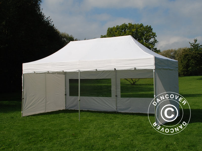 Tente Pliante FleXtents PRO "Peaked" 3x6m Blanc, avec 6 cotés