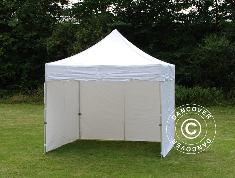 Tente Pliante FleXtents PRO "Peaked" 3x3m Blanc, avec 4 cotés