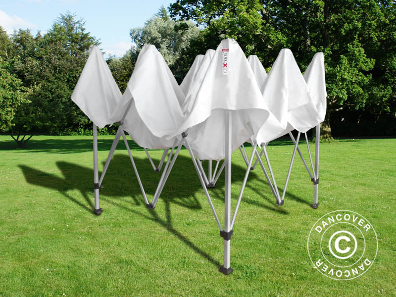 Tente Pliante FleXtents PRO "Peaked" 3x3m Blanc, avec 4 cotés