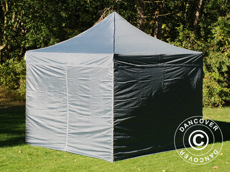 Tente pliante FleXtents PRO 3x3m Gris, avec 4 cotés